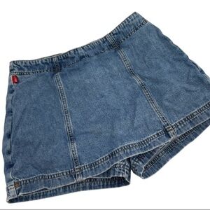 Bongo Y2K Denim Skort Juniors Size 7 Blue Jean Mini Skirt Shorts 2000s Back Zip